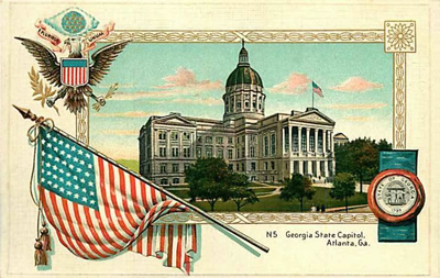Georgia capitol in a patriotic border