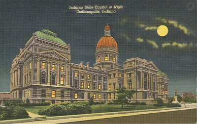 Indiana state capitol at night
