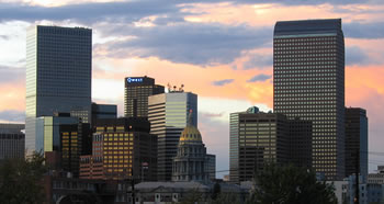 Denver sunset with capitol dome