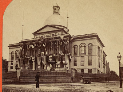 Enlarged stereoscopic view of Massachusetts State House