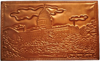 Copper postcard of Utah capitol