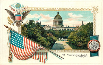 View of capitol with patriotic border